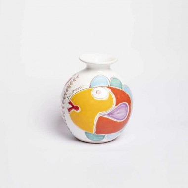 Round Cachepot Folk Fish VS507FK-PE/GR Round Cachepot Folk Fish VS507FK-PE/GR